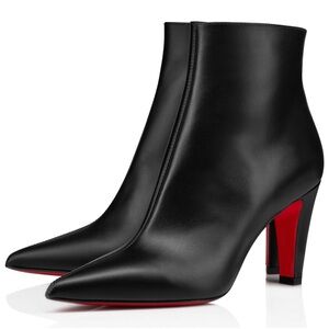 Christian Louboutin Vibella Booty 85 Black Calf Leather Pointed Heel Bootie 39.5